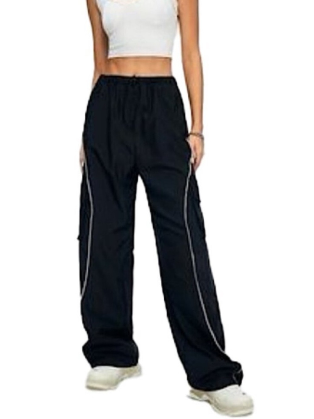 ❤️ 🆕 SOLADO drawstring cargo Pants with White Piping Size small